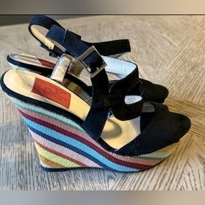 FRH Strappy High Heel Wedge Shoes Size 7 Womens